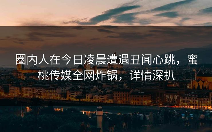 圈内人在今日凌晨遭遇丑闻心跳,蜜桃传媒全网炸锅,详情深扒 圈内人在今日凌晨遭遇丑闻心跳,蜜桃传媒全网炸锅,详情深扒