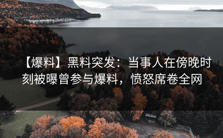 【爆料】黑料突发:当事人在傍晚时刻被曝曾参与爆料,愤怒席卷全网 【爆料】黑料突发:当事人在傍晚时刻被曝曾参与爆料,愤怒席卷全网